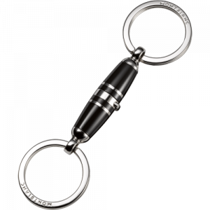 Meisterstück keyring with double metal ring / black resin