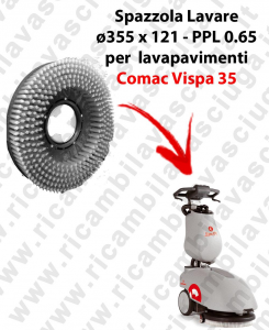 Cleaning Brush for scrubber dryer COMAC VISPA 35. Model: PPL 0.65  ⌀355 X 121