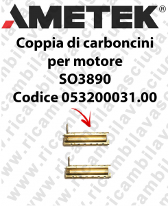 Couple of Carbon Motor brush for AMETEK MOTOR SO3890 Cod: 053200031.00