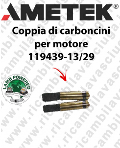 Couple of Carbon Motor brush for VACUUM MOTOR LAMB AMETEK 117741-00 cod. N33410-3-2