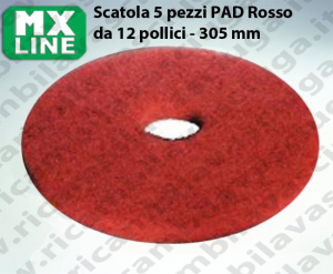 PAD MAXICLEAN 5 piezas color rojo da 12 pulgada - 305 mm | MX LINE