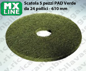 PAD MAXICLEAN 5 piezas color Verde da 24 pulgada - 610 mm | MX LINE