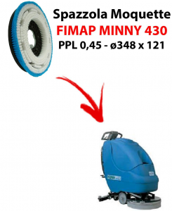 Cepillo MOQUETTE  para fregadora FIMAP MINNY 430. modelo: PPL 0,45 C/FLANGIA Ã¸348 X 121. 