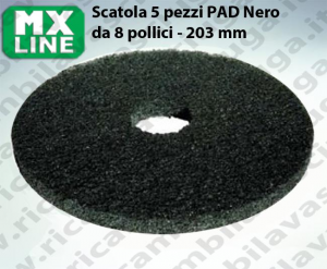 PAD MAXICLEAN 5 piezas color negro da 8 pulgada - 203 mm | MX LINE