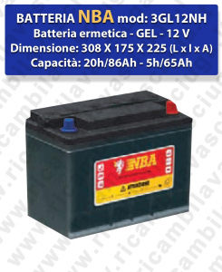 3GL12N Batteria Ermetica GEL  - NBA 12V 86Ah 20/h