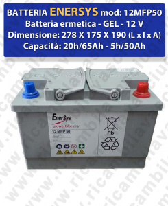 12MFP50 Hermetische Batterie - Gel 12V 65Ah 20/h ENERSYS