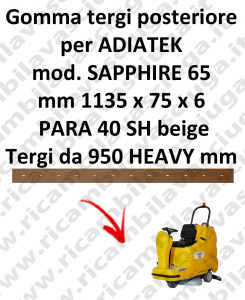 SAPPHIRE 65 BAVETTE ARRIERE pour Autolaveuse ADIATEK (suceur long 950 mm)