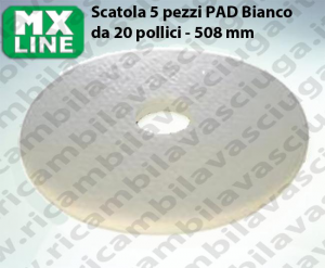 PAD MAXICLEAN 5 PIECES couleur BLANCHE de 20 pouce - 508 mm | Synclean