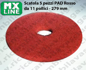 PAD MAXICLEAN 5 PIECES couleur ROUGE da 11 pouce - 279 mm | Synclean