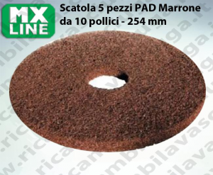 PAD MAXICLEAN 5 PIECES couleur MARRON de 10 pouce - 254 mm | MX LINE