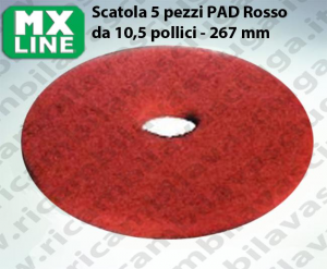 PAD MAXICLEAN 5 PIECES couleur ROUGE da 10,5 pouce - 267 mm | MX LINE