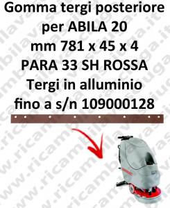 ABILA 20 jusqu'à numéro de série 109000128 BAVETTE ARRIERE pour COMAC rechange Autolaveuse suceur, suceur aluminium