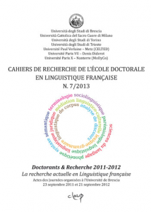 Cahiers de recherche de l'Ecole doctorale en linguistique française N. 7/2013