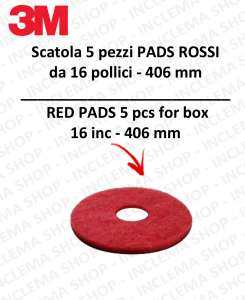 PAD 3M 5 pieces Red from 16 inch 406 mm for scrubber dryer e single disc