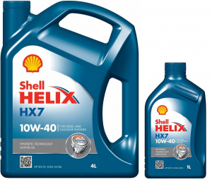 Kit cambio olio 5 LT Shell Helix HX7 10w/40 barattolo 4 litri + 1 baratt 1 litro