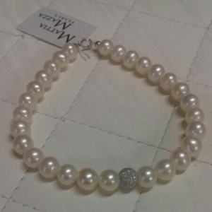 Bracciale donna perle con inserto in oro bianco, vendita on line | GIOIELLERIA BRUNI Imperia 