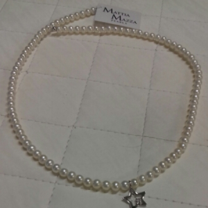 Collana donna di perle con ciondolo a stella in oro bianco con diamante, vendita on line | GIOIELLERIA BRUNI Imperia 