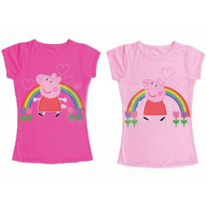 Peppa Pig arcobaleno T-Shirt maglia bambina manica corta nuova cotone