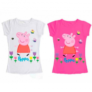 Peppa Pig t-shirt maglia bambina manica corta fiori farfalle nuova cotone