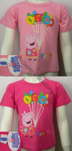 Peppa Pig palloncini T-Shirt maglia bambina manica corta nuova cotone