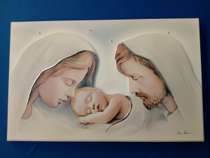 Quadro Capo letto Sacra Famiglia stile moderno artista Luigi Pesaresi (Estego) formato cm. 46 x 29