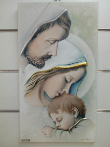 Capoletto Sacra Famiglia cm. 50 x 28 stile moderno Estego