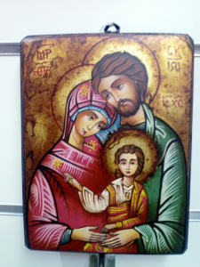 Icona Bizantina della Sacra Famiglia cm. 14 x 18 dipinta a mano