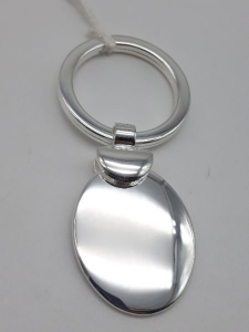 Portachiavi a piastra ovale lucida in argento 925, vendita on line | GIOIELLERIA BRUNI Imperia