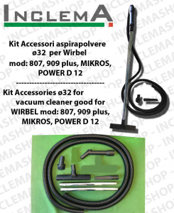 KIT Accesorios  aspiradora ø32 válido para WIRBEL mod: 807, 909 plus , MIKROS, POWER D12