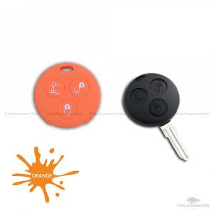 Cover Guscio Colorato Case Materiale Silicone Morbido Per Scocca Chiave Telecomando 3 Tasti Autovetture Smart 450 Fortwo Coupe' Vari Colori (Arancio)