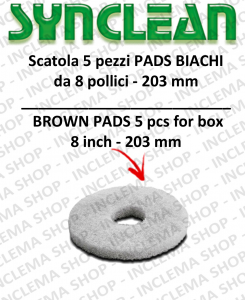 PAD BIANCO 5 PEZZI 8 inch 203 mm for Scrubber Dryer e Single Disc