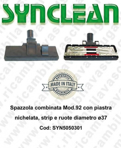 Combinated brush Mod.92 with piastra nichelata, strip e ruote diameter ⌀37 - SYNCLEAN COD: SYN5050301
