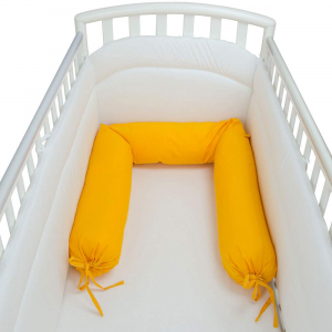  Babysanity - NUOVA COLLEZIONE Riduttore paracolpi cilindro per lettino SFODERABILE cm 190 x 15 cm MISURA XL + lacci colore arancio giallo ocra
