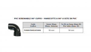 Manicotto a 90° a vite in PVC Ø 50  for scrubber dryer - Cod: TU0007840105000