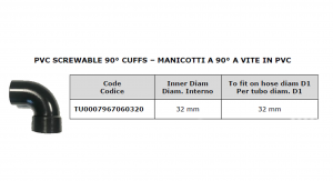 Manicotto a 90° a vite in PVC Ø 32  for scrubber dryer - Cod: TU0007967060320