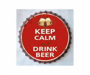 Targa metallo Tappo birra Keep Calm and Drink Beer