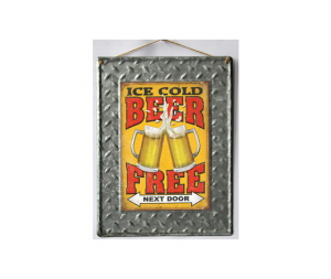 Targa pannello metallo Rettangolare Ice Cold Beer Free
