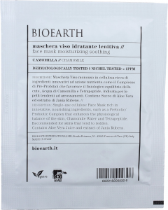 Bioearth - Maschera Viso Idratante Lenitiva Monodose - Bio/Vegan