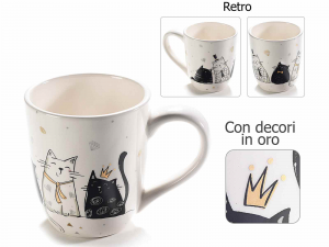 Tazze mug in ceramica con decoro gatti in oro
(713814)