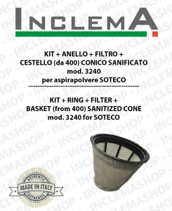 Mod. FTP28733 KIT + ANELLO+ FILTRO+ CESTELLO (da 400) CONICO SANIFICATO for Vacuum Cleaner IPC e SOTECO