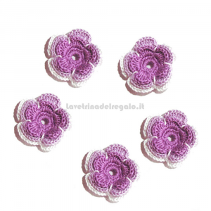 Fiore per applicazione lilla ad uncinetto 4 cm - 5 PEZZI - Handmade Italy