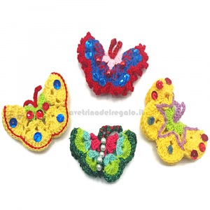 4 pz - Farfalla colorata ad uncinetto Handmade - Italy