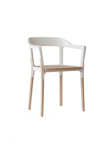 Sedia Steelwood Chair, Magis. Rovere naturale e acciaio bianco. 