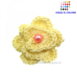 5 pz - Fiore per applicazioni giallo ad uncinetto 2 cm Handmade - Italy