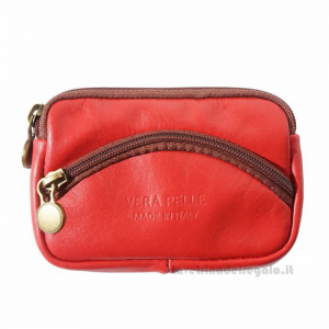 Portamonete donna Rosso con Zip in pelle - PM335 - Pelletteria Made in Italy