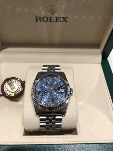 Rolex Datejust 36 mm Blu Scritte e Diamanti 116234
