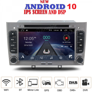 ANDROID 10 autoradio 2 DIN navigatore per Peugeot 308, Peugeot 408 GPS DVD USB SD WI-FI Bluetooth Mirrorlink