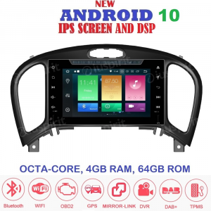ANDROID 10 autoradio 2 DIN navigatore per Nissan Juke 2014-2018 GPS DVD WI-FI Bluetooth MirrorLink
