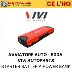 STARTER AVVIATORE AUTO PORTATILE - 500A VIVI AUTOPARTS BATTERIA POWER BANK