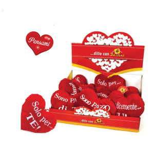 AMORE cuscino cuore rosso varie scritte ricamate idea regalo romantica 16,5 cm
